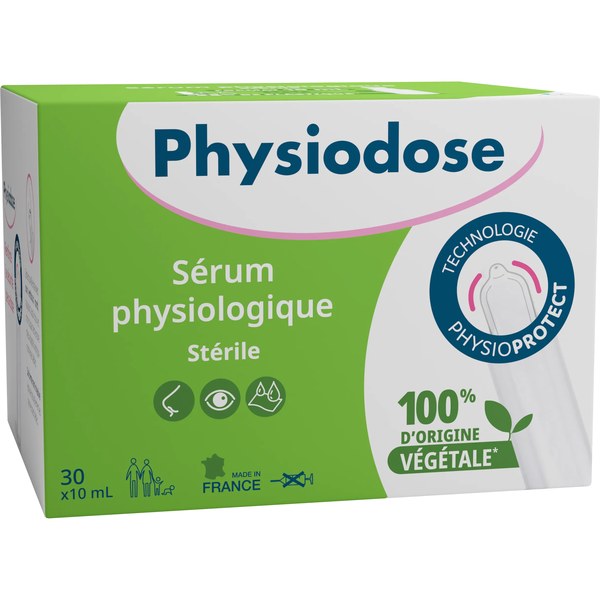Sérum physiologique stérile – Plastique d’origine végétale – 30 dosettes x 10 mL