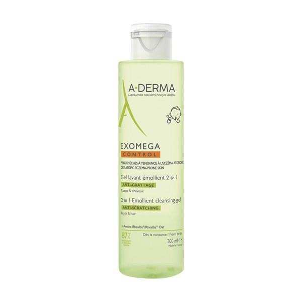 A-Derma Gel Lavant Émollient 2 en 1 Anti-Démangeaisons Exomega Control 200 ml
