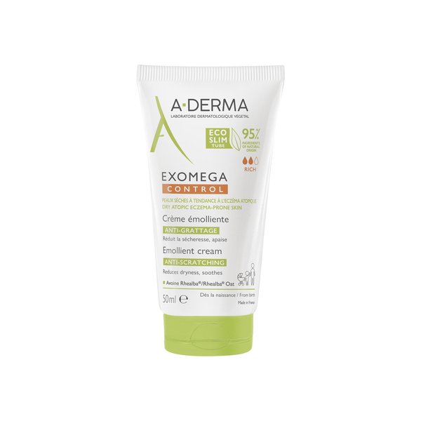 A-Derma - Exomega Control - Crème Émolliente Anti-Démangeaisons - Peaux Sèches à Tendance à L'eczéma Atopique 50 ml