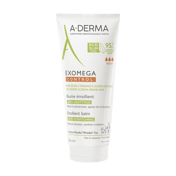 A-Derma - Exomega Control - Baume Émollient Anti-Démangeaisons - Peaux Sèches à Tendance à L'eczéma Atopique 200 ml